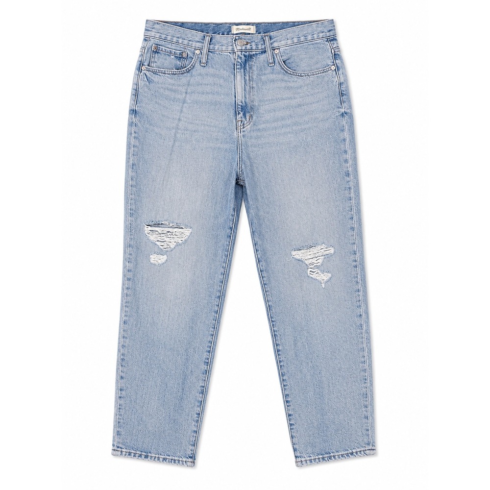 Madewell The Momjean Light‎ Wash Distressed Jeans Women's Size 32 Tall